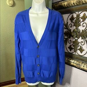 H&M Blue Cardigan Sweater with Relaxed Fit and Long Sleeves Sz M
